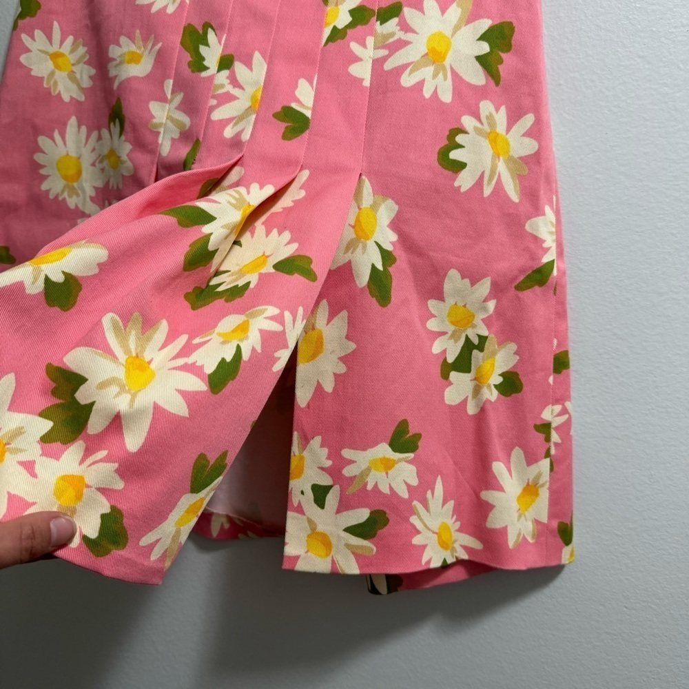 Moschino 1990s Y2K Cheap & Chic Pink Pleated Daisy Print Skirt Size 10 - Picture 11 of 14
